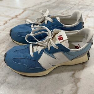 New Balance 327 in Light Blue and White denim
